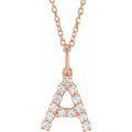 saveongems Initial A / SI1-SI2 G-H / 14K Rose Diamond Initial letter Necklace 1/5 Carat Total Weight