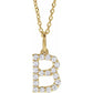 saveongems Initial B / SI1-SI2 G-H / 14K Yellow Diamond Initial letter Necklace 1/5 Carat Total Weight