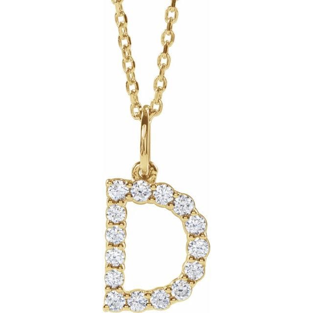 saveongems Initial D / SI1-SI2 G-H / 14K Yellow Diamond Initial letter Necklace 1/5 Carat Total Weight