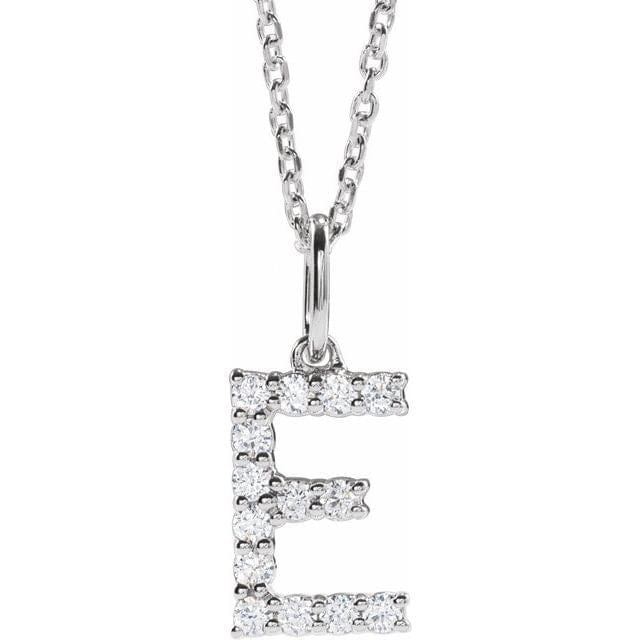 saveongems Initial E / SI1-SI2 G-H / 14K White Diamond Initial letter Necklace 1/5 Carat Total Weight