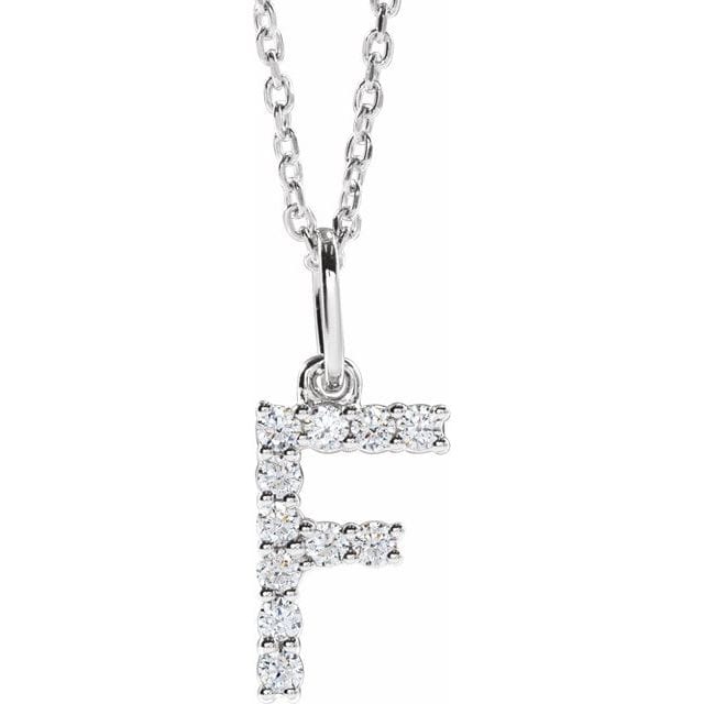 saveongems Initial F / SI1-SI2 G-H / 14K White Diamond Initial letter Necklace 1/5 Carat Total Weight