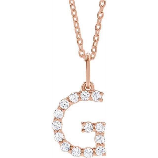 saveongems Initial G / SI1-SI2 G-H / 14K Rose Diamond Initial letter Necklace 1/5 Carat Total Weight
