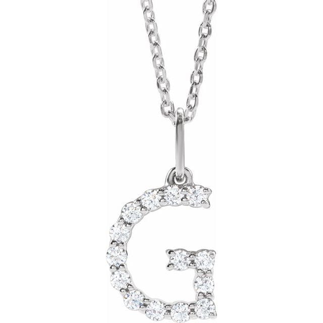 saveongems Initial G / SI1-SI2 G-H / 14K White Diamond Initial letter Necklace 1/5 Carat Total Weight