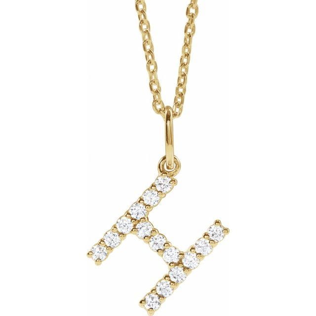 saveongems Initial H / SI1-SI2 G-H / 14K Yellow Diamond Initial letter Necklace 1/5 Carat Total Weight