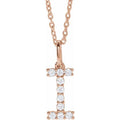 saveongems Initial I / SI1-SI2 G-H / 14K Rose Diamond Initial letter Necklace 1/5 Carat Total Weight