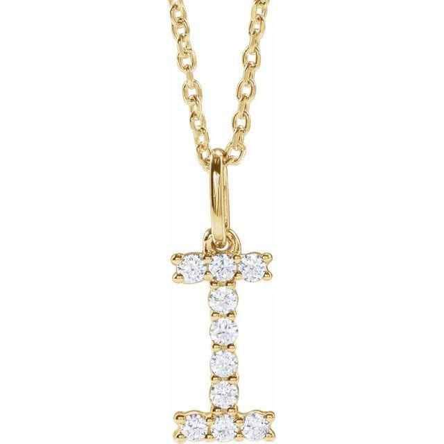 saveongems Initial I / SI1-SI2 G-H / 14K Yellow Diamond Initial letter Necklace 1/5 Carat Total Weight