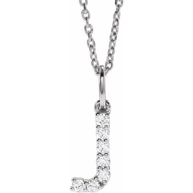 saveongems Initial J / SI1-SI2 G-H / 14K White Diamond Initial letter Necklace 1/5 Carat Total Weight