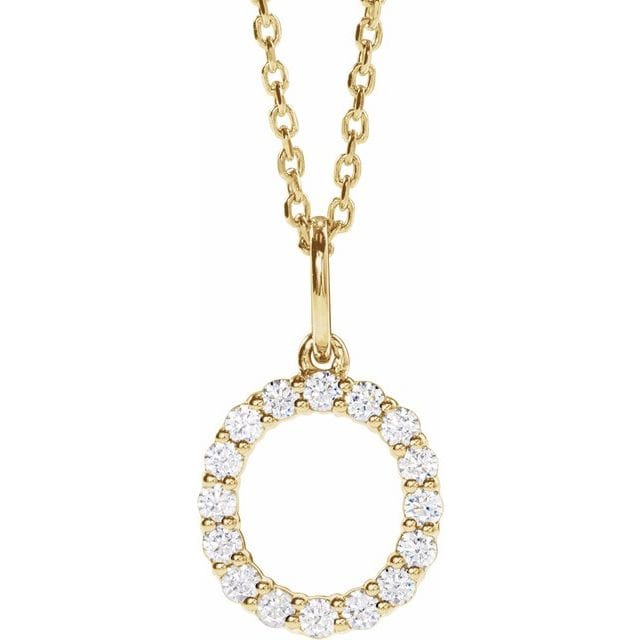 saveongems Initial O / SI1-SI2 G-H / 14K Yellow Diamond Initial letter Necklace 1/5 Carat Total Weight