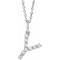 saveongems Initial Y / SI1-SI2 G-H / 14K White Diamond Initial letter Necklace 1/5 Carat Total Weight