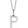 saveongems Initial P / SI1-SI2 G-H / 14K White Diamond Initial letter Necklace 1/5 Carat Total Weight