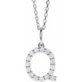 saveongems Initial Q / SI1-SI2 G-H / 14K White Diamond Initial letter Necklace 1/5 Carat Total Weight
