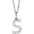 saveongems Initial S / SI1-SI2 G-H / 14K White Diamond Initial letter Necklace 1/5 Carat Total Weight