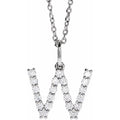 saveongems Initial W / SI1-SI2 G-H / 14K White Diamond Initial letter Necklace 1/5 Carat Total Weight