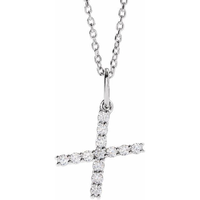 saveongems Initial X / SI1-SI2 G-H / 14K White Diamond Initial letter Necklace 1/5 Carat Total Weight