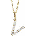 saveongems Initial V / SI1-SI2 G-H / 14K Yellow Diamond Initial letter Necklace 1/5 Carat Total Weight