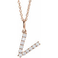 saveongems Initial V / SI1-SI2 G-H / 14K Rose Diamond Initial letter Necklace 1/5 Carat Total Weight