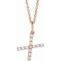 saveongems Initial X / SI1-SI2 G-H / 14K Rose Diamond Initial letter Necklace 1/5 Carat Total Weight