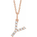 saveongems Initial Y / SI1-SI2 G-H / 14K Rose Diamond Initial letter Necklace 1/5 Carat Total Weight
