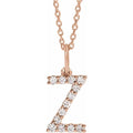 saveongems Initial Z / SI1-SI2 G-H / 14K Rose Diamond Initial letter Necklace 1/5 Carat Total Weight