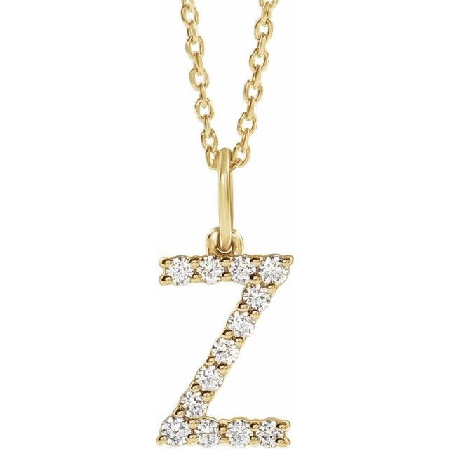saveongems Initial Z / SI1-SI2 G-H / 14K Yellow Diamond Initial letter Necklace 1/5 Carat Total Weight