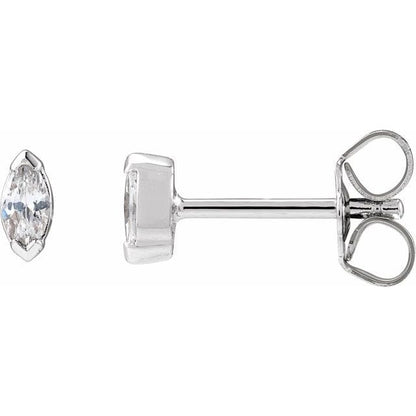 saveongems 4 x 2mm :: 1/6 CTW / SI G-H / 14K White Marquise Diamond Stud Earrings 1/6-1/2 Carat Total Weight
