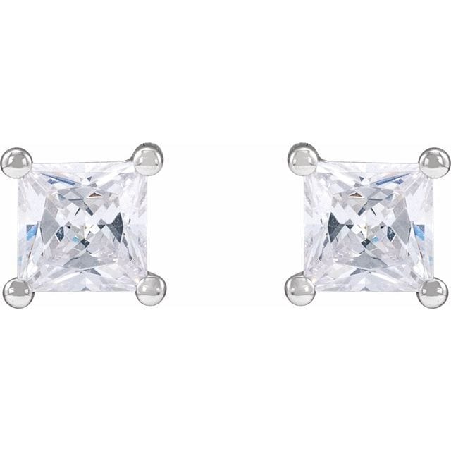 saveongems 14K Lab-Grown Square Diamond 4-Prong Earrings