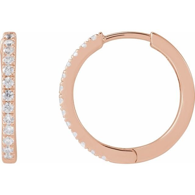 saveongems Jewelry 1/3 ctw::16.37mm / SI G-H / 14K Rose Diamond Hoop Earrings