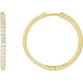 saveongems Jewelry 1/2ctw::22.9mm / SI G-H / 14K Yellow Diamond Hoop Earrings