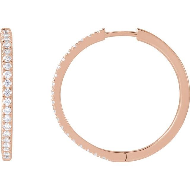 saveongems Jewelry 1/2ctw::22.9mm / SI G-H / 14K Rose Diamond Hoop Earrings