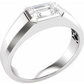 saveongems Jewelry 1ctw::7x4.8mm / 9.00 / 14K White Emerald Diamond Ring