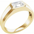 saveongems Jewelry 1ctw::7x4.8mm / 9.00 / 14K Yellow Emerald Diamond Ring