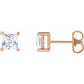 saveongems 4.5mm / SI / 14K Rose Lab-Grown Square Diamond 4-Prong Earrings 14K Lab-Grown Square Diamond 4-Prong Earrings