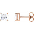saveongems 4.5mm / SI / 14K Rose Lab-Grown Square Diamond 4-Prong Earrings 14K Lab-Grown Square Diamond 4-Prong Earrings