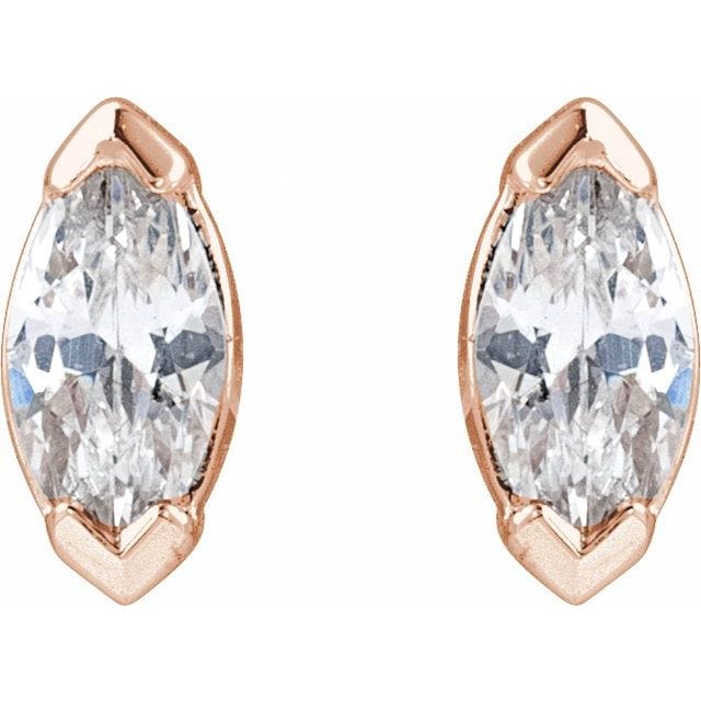 saveongems Marquise Diamond Stud Earrings 1/6-1/2 Carat Total Weight