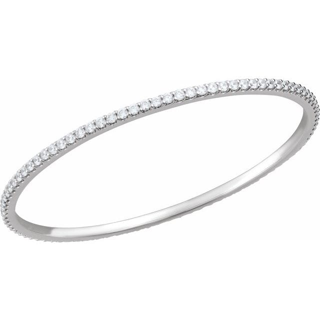 saveongems 4 ctw (2.2mm) / SI1-SI2 G-H / 14K White Diamond Stackable Bangle 8" Bracelet 1-5 Carat Total Weight