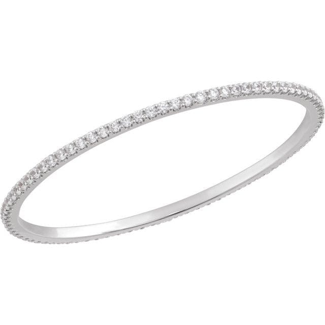 saveongems 5 ctw (2.4mm) / SI1-SI2 G-H / 14K White Diamond Stackable Bangle 8" Bracelet 1-5 Carat Total Weight