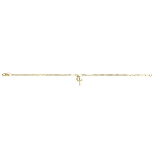 saveongems Jewelry 14K .03 CTW Natural Diamond Cross Charm 7" Bracelet