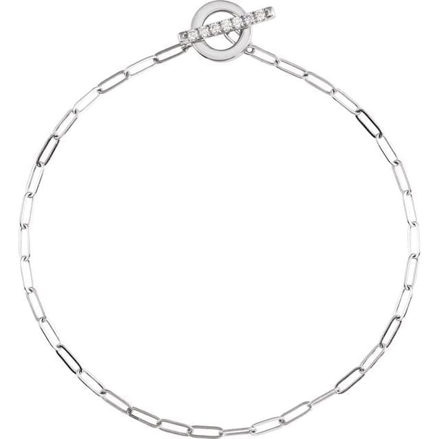 saveongems Jewelry 1.5mm::1/10 CTW / I1 G-H / 14K White 14K 1/10 CTW Natural Diamond Toggle 7" Bracelet