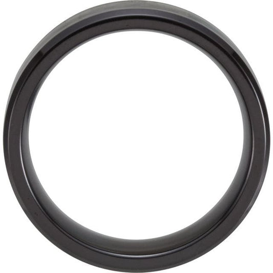 saveongems Black Titanium 8 mm Beveled-Edge Band with Black Carbon Fiber Inlay