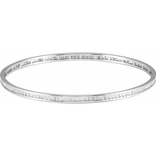 saveongems Jewelry 1.3mm:: 1 1/2 CTW / I1 H+ / 14K White 14K Natural Diamond Stackable Bangle 8" Bracelet