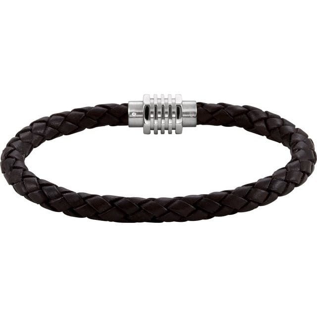 saveongems Jewelry 8 Inch Leather Bracelet with Stainless steel Magnetic Clasp