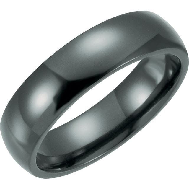 saveongems 6mm / 6.5 Black Titanium Domed Polished Band Size 6mm