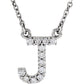 saveongems Initial J / I1 G-H / 14K White 14K Natural Diamond Initial 16" Necklace