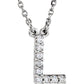saveongems Initial L / I1 G-H / 14K White 14K Natural Diamond Initial 16" Necklace