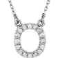 saveongems Initial O / I1 G-H / 14K White 14K Natural Diamond Initial 16" Necklace
