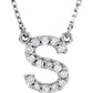 saveongems Initial S / I1 G-H / 14K White 14K Natural Diamond Initial 16" Necklace