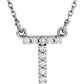 saveongems Initial T / I1 G-H / 14K White 14K Natural Diamond Initial 16" Necklace