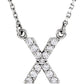 saveongems Initial X / I1 G-H / 14K White 14K Natural Diamond Initial 16" Necklace