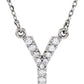 saveongems Initial Y / I1 G-H / 14K White 14K Natural Diamond Initial 16" Necklace
