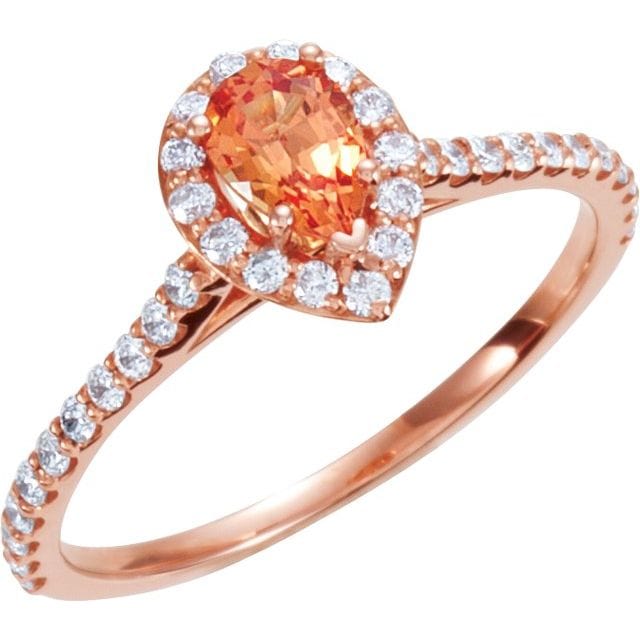 saveongems Jewelry 6 x 4mm 1/3 CTW / I1 G-H / 14K Rose 14K Aquamarine & Diamond Engagement Ring